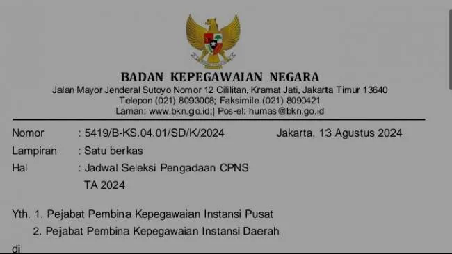 Jadwal pendaftaran CPNS 2024 terbaru dari BKN. Pendaftaran CPNS 2024 akan dibuka mulai 20 Agustus 2024 hingga 6 September 2024.