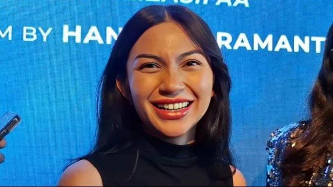 Ariel Tatum dalam acara pengenalan cast film La Tahzan di kawasan Setiabudi, Jakarta Selatan, Jumat (17/1/2025).