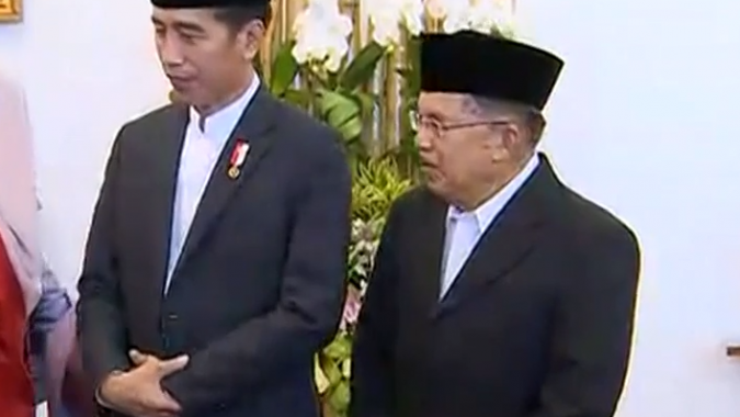 Wapres JK Dampingi Presiden Jokowi di "Open House" Lebaran 